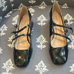 Black Patent Cushionaire Double Buckle MaryJane Shoe